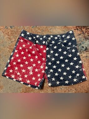 Star Print Red & Navy Shorts